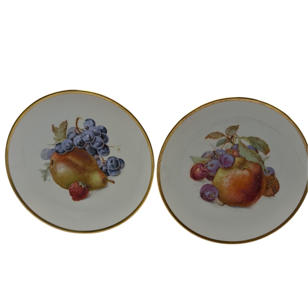 Schumann Arzberg Bavaria Salad Plates‎ Germany Fruit Apple Pear Set of Two MCM